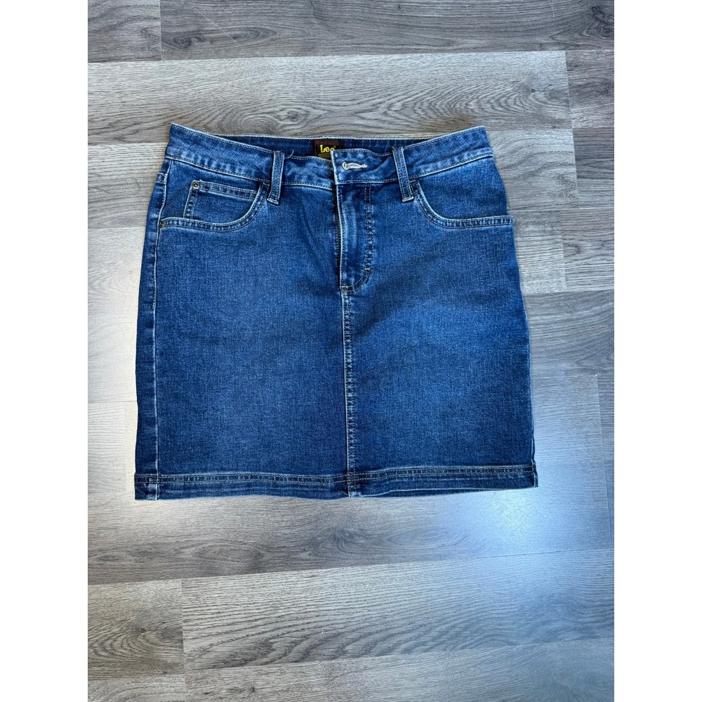 Lee Womens Denim Skort Dark Wash Stretch Jean Mini Skirt Size 6